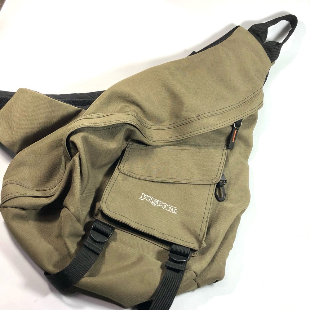 JanSport Olive Sling Pack in Army Green with Black Accents